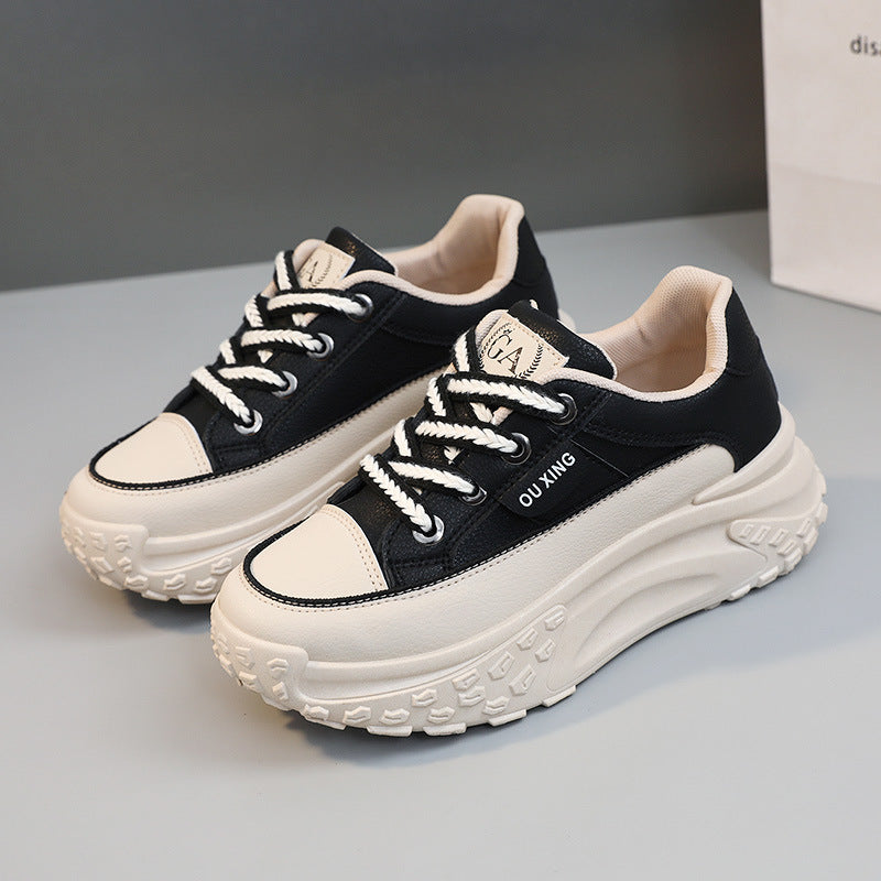 HY906 New Simple Women&#039;s Shoes 2023 Autumn Korean Style Breathable Heightened Platform Sports Casual Shoes Board Shoes For Students