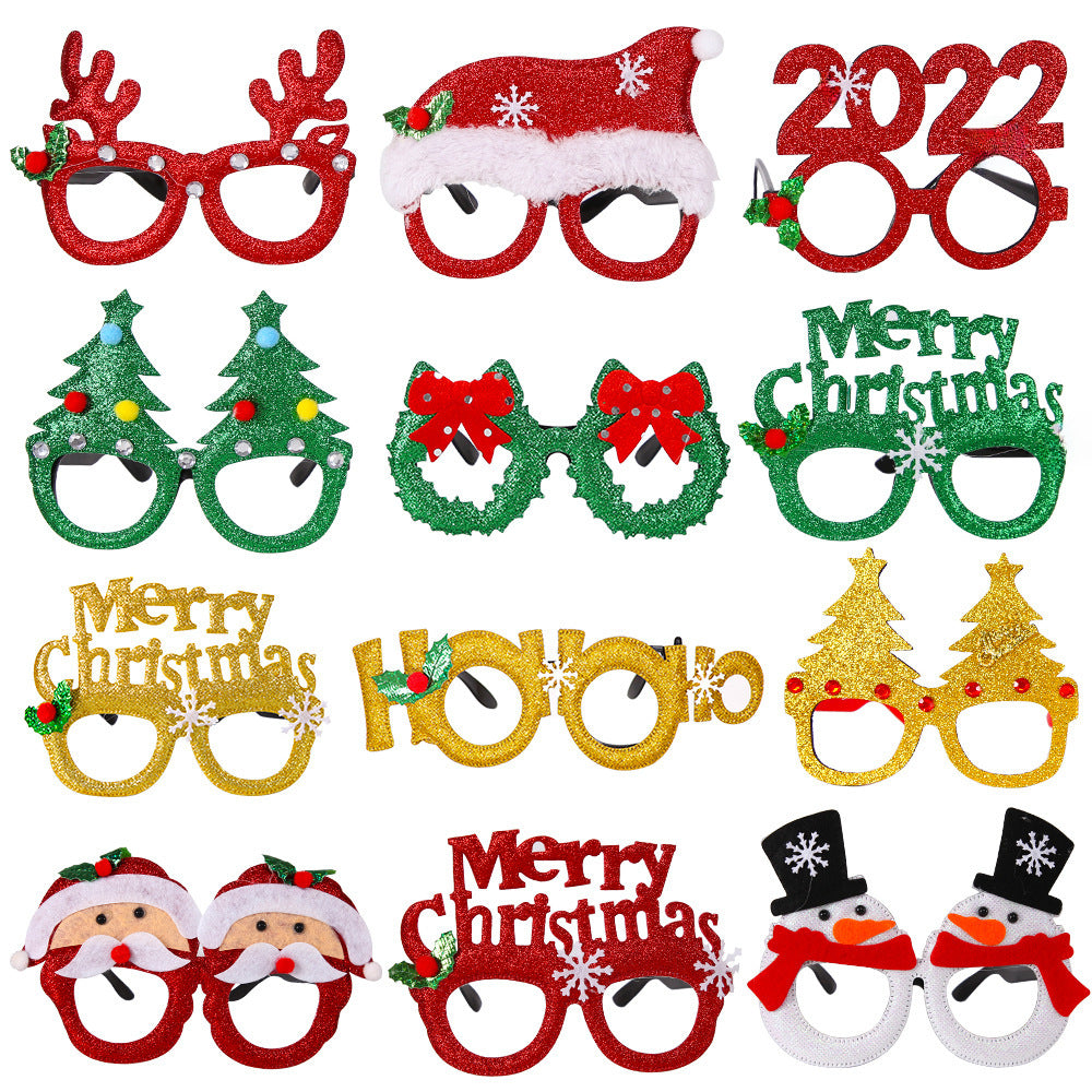 Christmas Decorations Christmas Glasses Children's Party Decoration Christmas Products Snowman Antler Glasses Frame