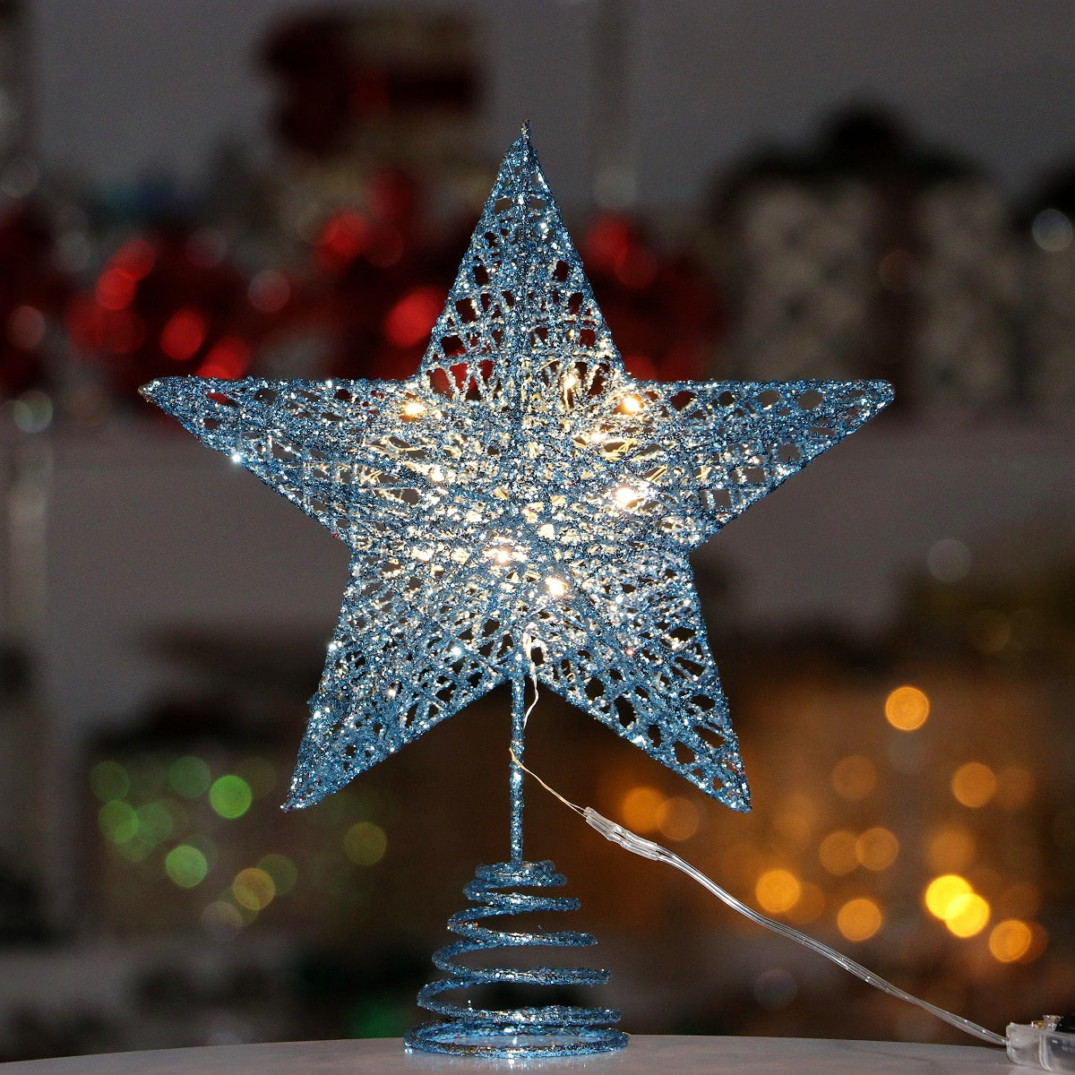 Christmas Tree Top Star Powder With Lamp Iron Five Star Christmas Decorations