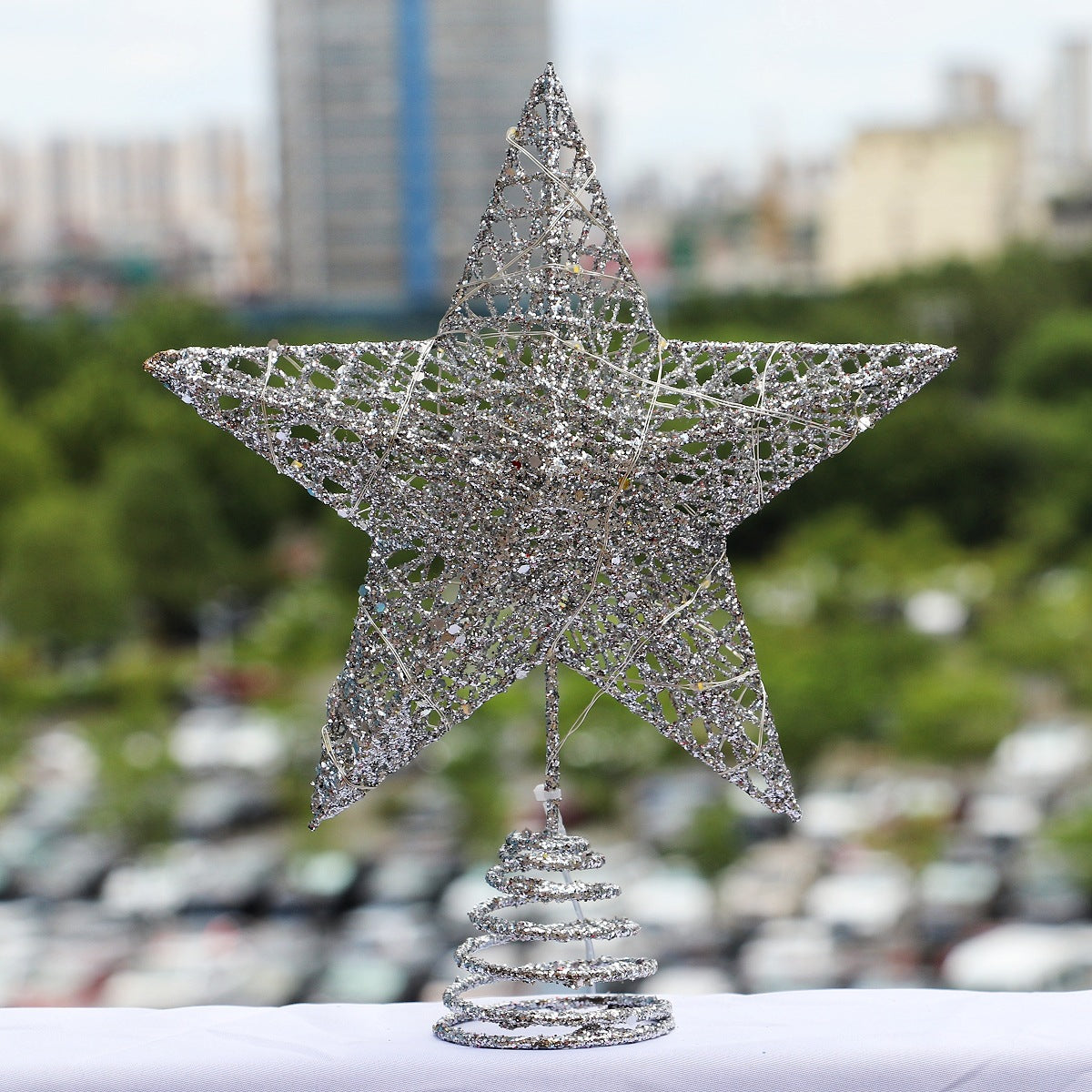 Christmas Tree Top Star Powder With Lamp Iron Five Star Christmas Decorations