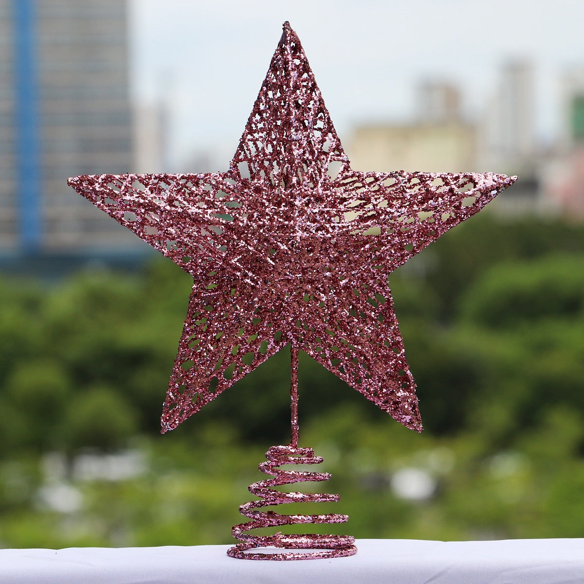 Christmas Tree Top Star Powder With Lamp Iron Five Star Christmas Decorations