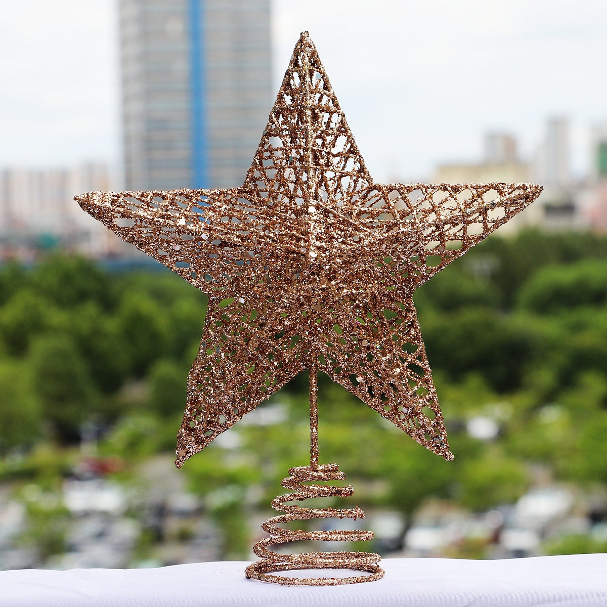 Christmas Tree Top Star Powder With Lamp Iron Five Star Christmas Decorations