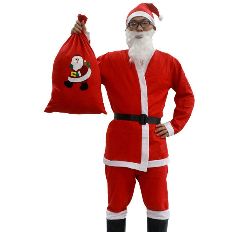 Christmas Costume Christmas Clothes Men And Women Clothes Non-woven Santa Claus Adult Gold Velvet Christmas Suit Wholesale