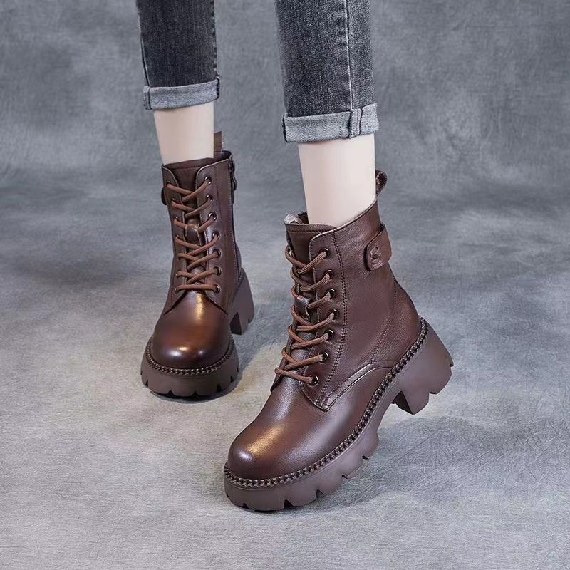 Soft Leather Martin Boots Women